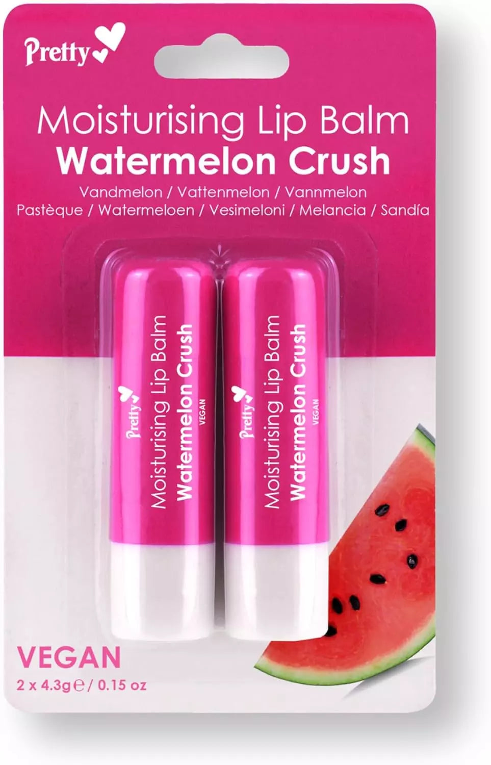 Pretty Moisturising Watermelon Crush Lip Balm 2x4.3g