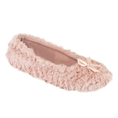 Chevron Plush Ballet Slippers With Soft Velour Linings And Pretty Bow Detailing